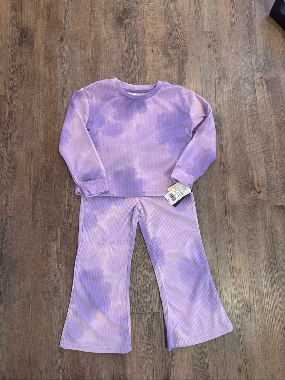 Cuddl Duds Kids Lavender Tie-Dye Ribbed Pajama Set